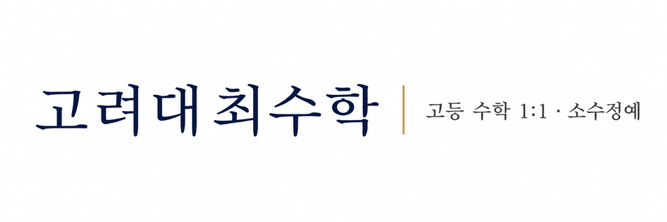 고려대최수학 · 고등 수학 1:1 · 소수정예